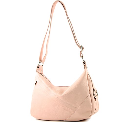 modamoda de -T164 - ital Schultertasche Umhängetasche aus Leder, Farbe:Rosa von modamoda de