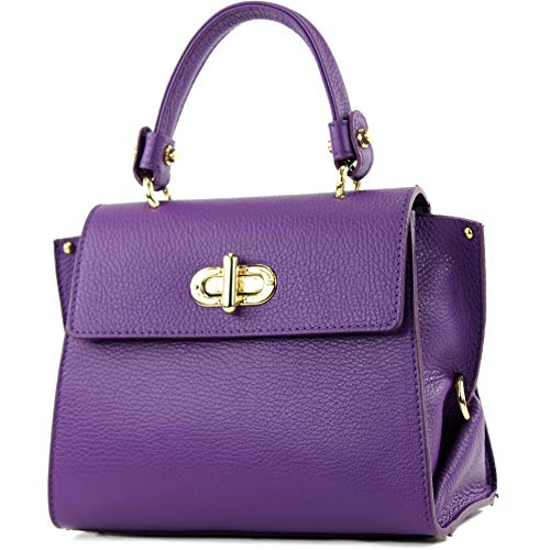 modamoda de - T182 - ital. Damen Henkeltasche Klein Leder, Farbe:Lila von modamoda de