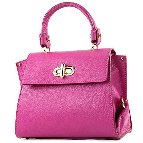 modamoda de - T182 - ital. Damen Henkeltasche Klein Leder, Farbe:Pink von modamoda de