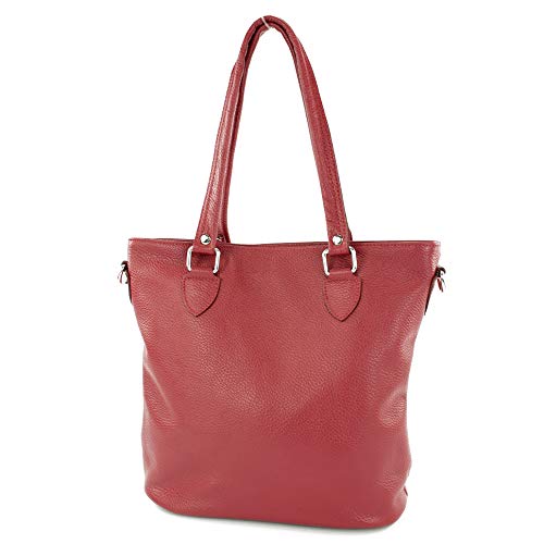 modamoda de - T215 - Italienische Ledertasche Shopper Large, Farbe:Rubinrot von modamoda de