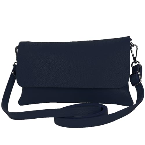 modamoda de - T226 - ital. Leder Clutch Umhängetasche Klein Small, Farbe:Dunkelblau von modamoda de