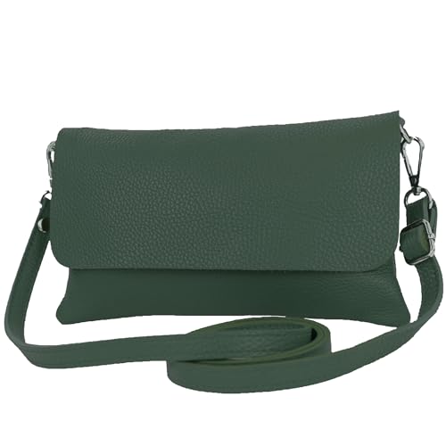 modamoda de - T226 - ital. Leder Clutch Umhängetasche Klein Small, Farbe:Petrol von modamoda de