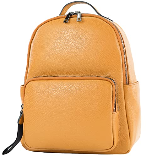 modamoda de - T234 - Damen Rucksack Tasche ital. Echtleder, Farbe:Camel von modamoda de