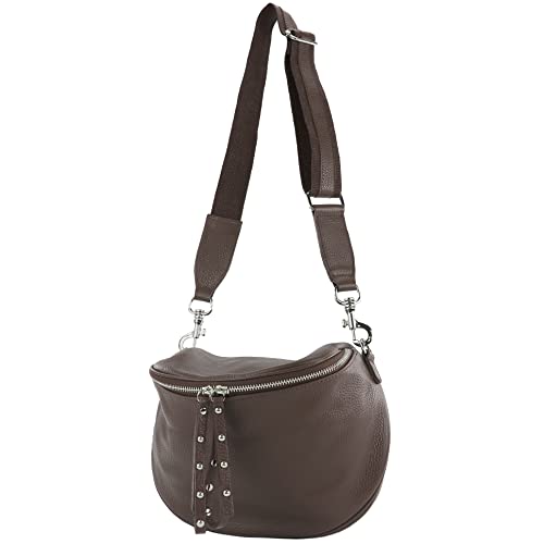 modamoda de - T236 - Umhängetasche Klein Small aus ital. Leder, Farbe:Dark Chocolate von modamoda de