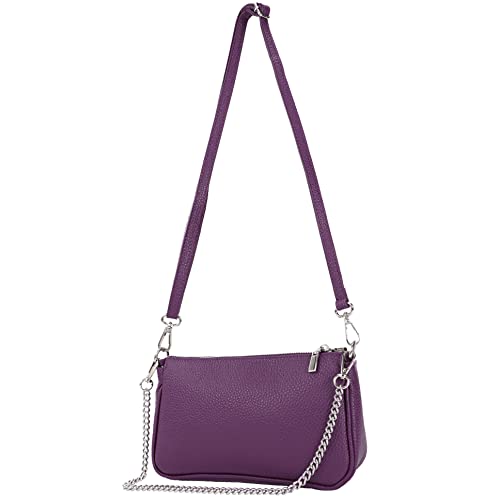 modamoda de - T237 - Umhängetasche Klein Small aus ital. Leder, Farbe:Purple von modamoda de