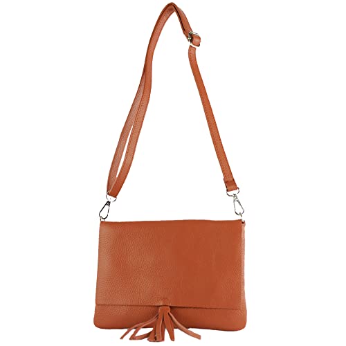 modamoda de - T242 - ital. Leder Clutch Umhängetasche Small, Farbe:Cognac von modamoda de