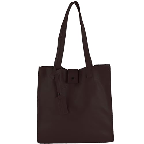 modamoda de - T247 - Ital. Leder Shopper mit herausnehmbarer Innentasche, Farbe:Dark Chocolate von modamoda de