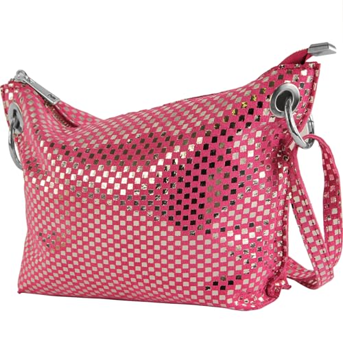 modamoda de - T252 - ital. Umhängetasche Small aus Wildleder, Farbe:Pink/Silber modamoda de - T252 - ital. Umhängetasche Small aus Wildleder, Farbe:Pink/Silber von modamoda de