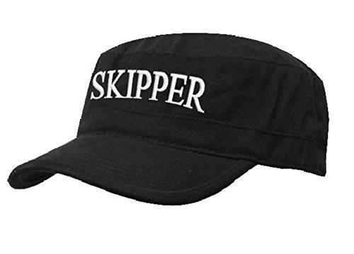 Kapitänsmütze Mütze Army Military Baseballmütze Cap Schiff Yacht Captain,First Mate,Crew,Cabin Boy,Pirate (Skipper Black White) von Morefaz