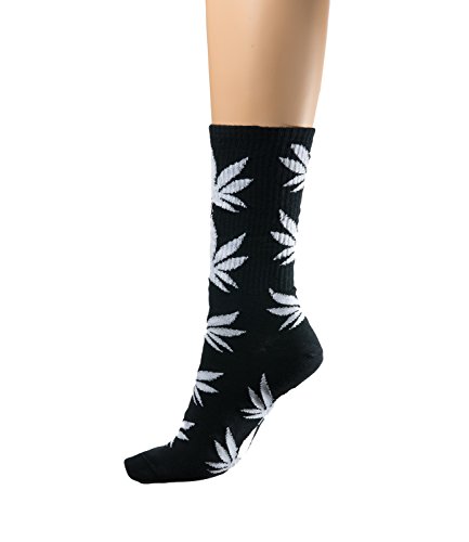 morefaz Socken Ganja Blatt Einmalige Anlage Weed Blatt drucken Unisex Baumwolle hohe Crew Athletische Rasta MFAZ Ltd (Socks Black White) von morefaz