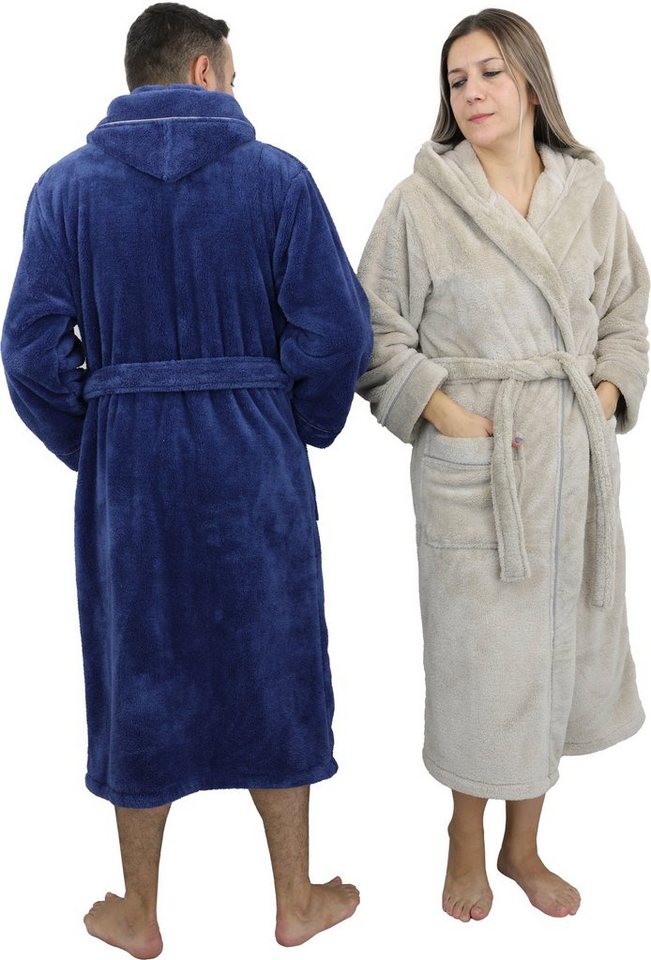 my home Unisex-Bademantel »Lillou«, Langform, Microfaser, Kapuze, Gürtel, weiche und kuschelige Qualität, für Damen und Herren, XS-3XL von my home