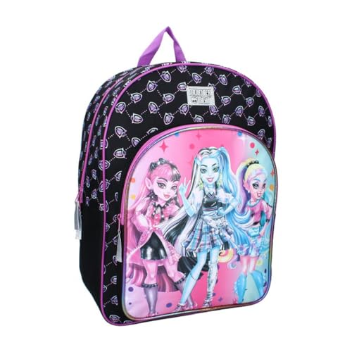 mybagstory - Monster High Rucksack für Mädchen - Kinder - Schule - Kindergarten - Grundschule - Kita - Größe 43 cm - Verstellbare Träger - Lila - Schwarz - Geschenkidee, Monster High - Lila/Schwarz, von mybagstory