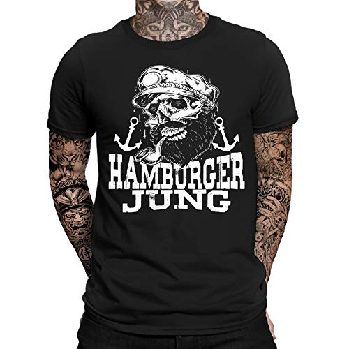 Hamburger Jung T-Shirt | Moin Moin|Hamburg | Lustig | Fun | Spaß | Kiez | Reeperbahn | Elbe | Hafencity | Norddeutsch | Ostsee | Anker | Seemann | Sailor | Bart | Herren | Männer T-Shirt von mycultshirt