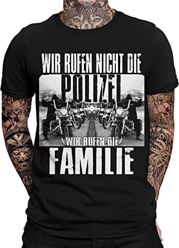 Wir rufen Nicht die Polizei Wir rufen die Familie T-Shirt | Brotherhood | Respect | Honour | Biker | Motorrad | Biking| Statement | Bobber | Respekt | Ehre | Herren | Männer T-Shirt von mycultshirt