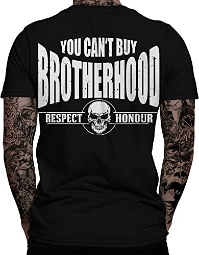 You Can't Buy Brotherhood Biker Herren T-Shirt | Chopper | Respect | Honour | Biker | Motorrad | Biking| Statement | Bobber | Respekt | Ehre | Herren | Männer T-Shirt 4XL von mycultshirt