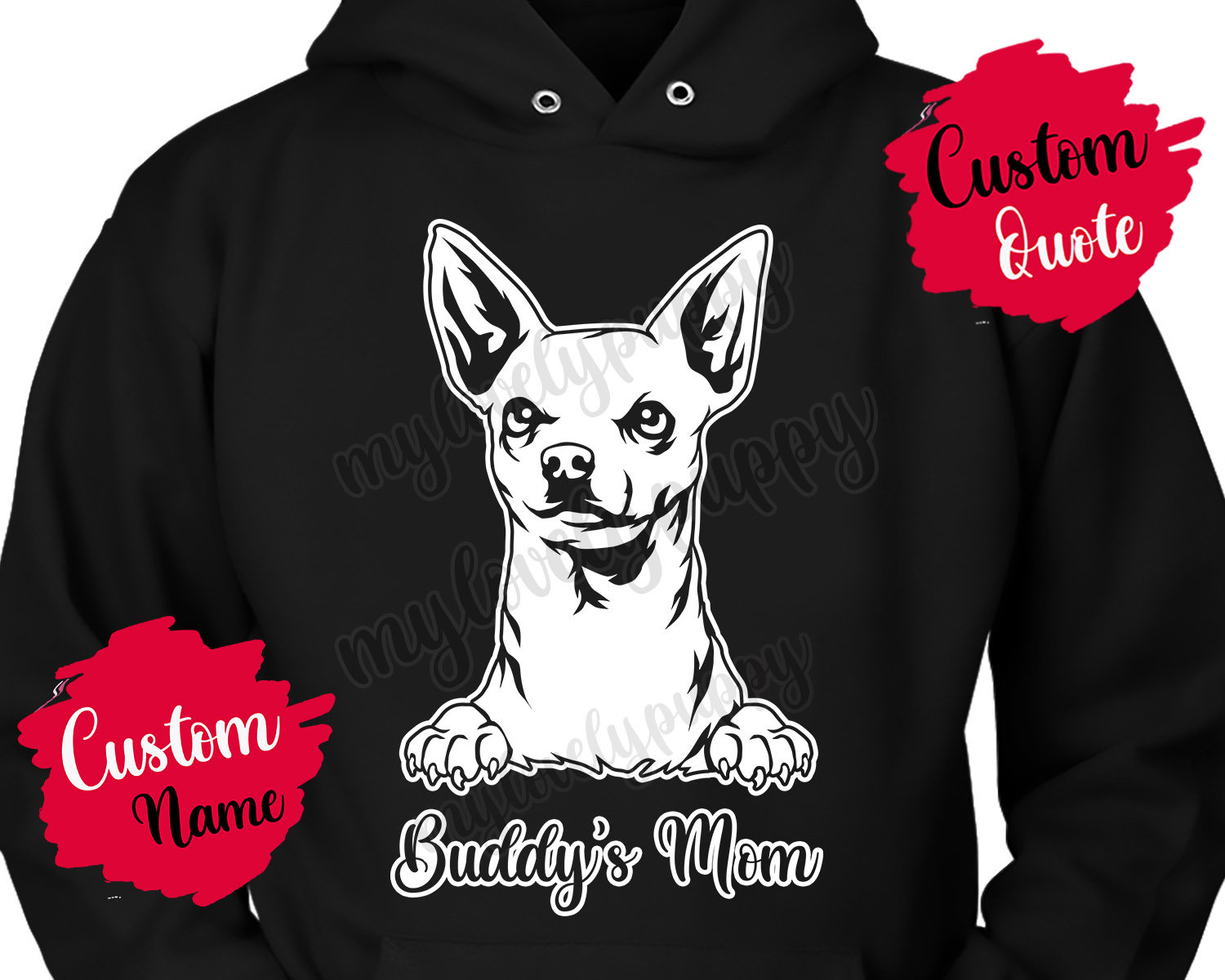 Personalisierte Chihuahua Hunde Mama Und Papa Hoodie, Frauen Männer Weihnachtsgeschenke, Chiwawa | Falsch Geschrieben Besitzer Geschenk, I Love von mylovelypuppy