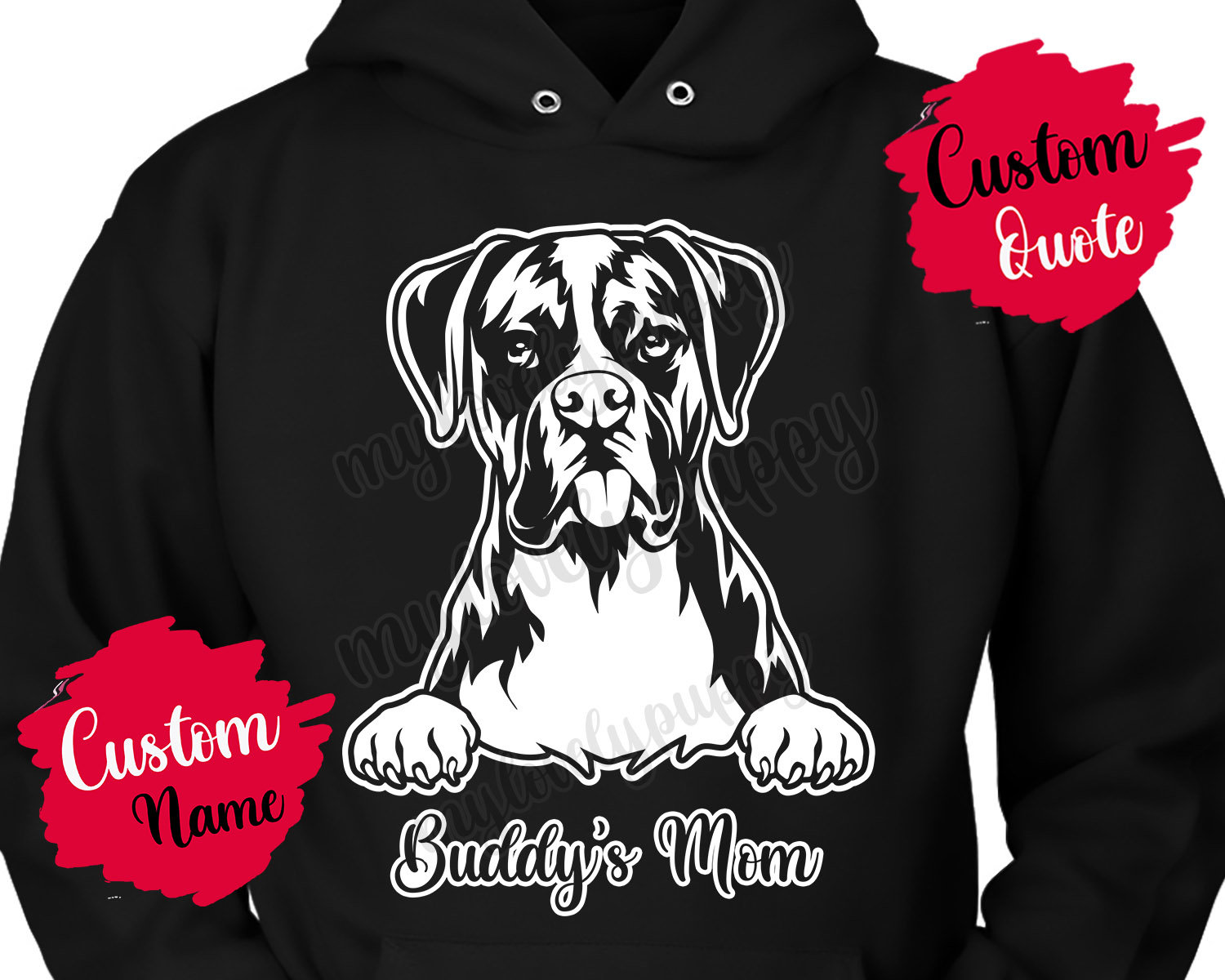 Personalisierter Boxer Hund Mama Und Papa Hoodie, Männer Frauen Weihnachtsgeschenk, Besitzer Geschenk Geschenke, Hoodie von mylovelypuppy