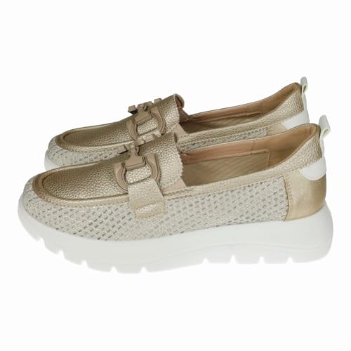 mysoft 25M269 Mokassins mit Plattform und Metallverzierung für Damen, Mokassinschuhe, Platinfarben, 38 EU mysoft 25M269 Mokassins mit Plattform und Metallverzierung für Damen, Mokassinschuhe, Platinfarben, 38 EU von mysoft