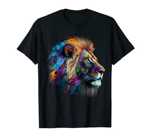 Löwe Tier Druck Kunst Tierliebhaber Bunt Löwe T-Shirt von @n!mal