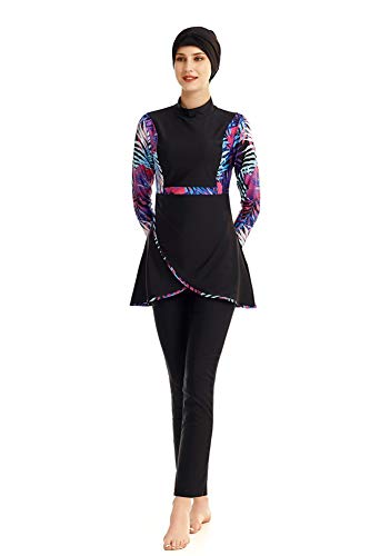 Bescheidener Badeanzug Badeanzug für Frauen Hijab Full Coverage Swimming Beachwear Langarm-Surfanzug（X9，M） von nadamuSun