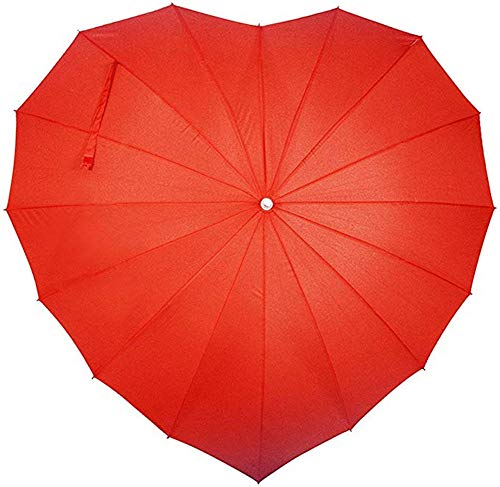 nadamuSun Für Immer Liebes-Sonnenschirm-roter Herz-geformter Mädchen-Regenschirm für Valentinsgruß, Hochzeit, Verlobung und Foto-Stützen (Red) von nadamuSun