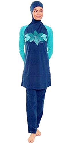 Muslimischen Damen Badeanzug Muslim Islamischen Full Cover Bescheidene Badebekleidung Modest Muslim Swimwear Beachwear Burkini (Int’l – S, Hijab Connected-2) von nadamuSun