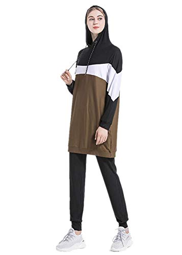 nadamuSun Muslim Trainingsanzug Set Jumper Hoodie Sportswear Islamischer Trainingsanzug Muslimah Sweatshirt Outdoor Color Sportanzug (Yellow, 3XL) von nadamuSun