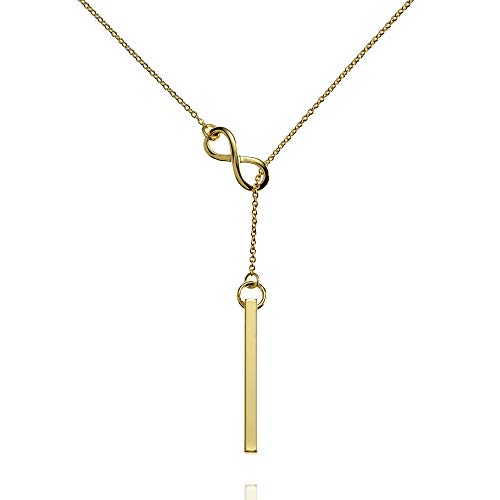 NAMANA Unendlichkeit Y Halskette, Gold Lasso-Halskette mit einem vertikalen Balken durch Unendlichkeitsmotiv, Collier Cravate von namana