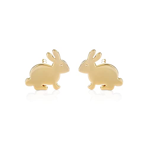 namana vergoldete Kaninchen-Ohrstecker für Damen und Teenager-Mädchen aus 925 Sterling Silber, niedliche tierförmige kleine goldene Ohrstecker für Kinder in einem Kaninchen-Design von namana