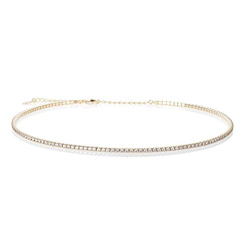 namana Elegante Gold Choker-Halsketten für Frauen und Mädchen, zierliche Gold Halskette für Damen mit Cubic Zirkonia Steinen, Sterling Silber Schmuck Geschenke, Gold Choker Kette für Damen von namana