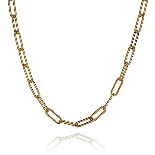 namana Gold Paperclip-Kette Halskette für Frauen, 55cm lange Kette für Damen, Gold-Ketten für Frauen und Mädchen, Chunky Gold Kette für Damen, Goldkette für Damen mit Schmuckbeutel von namana