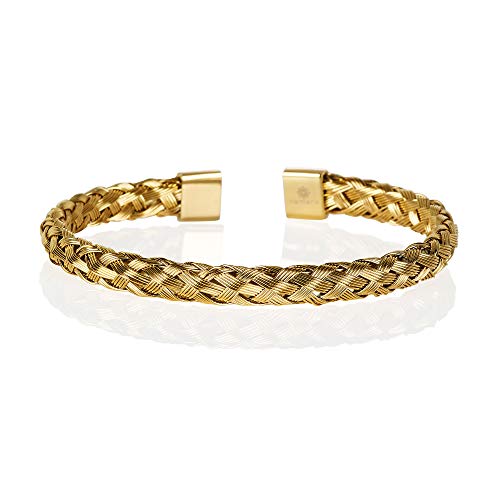 namana Manschetten-Armband für Männer. Edelstahl geflochtenes Armband für Männer. Herrenarmband in Gold oder Silber. Herrenschmuck mit Geschenkbox von namana