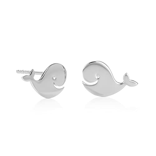 namana Wal-Ohrstecker für Damen und Teenager-Mädchen aus 925 Sterling Silber, niedliche tierförmige kleine Ohrstecker für Kinder in einem Wal-Design in 925 Silber, Tierschmuck für Frauen von namana