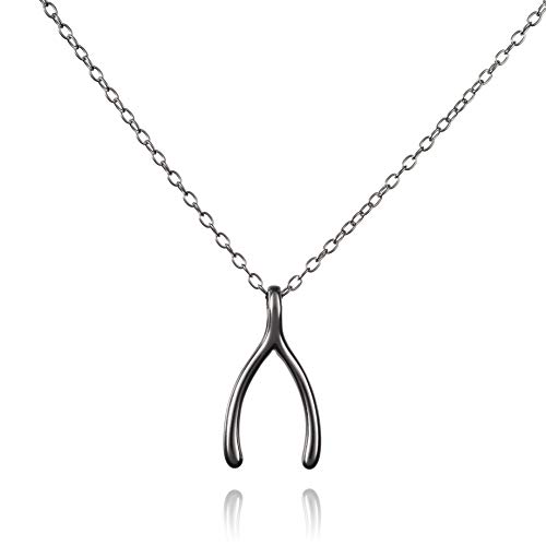 Namana Wishbone Anhänger mit Halskette in Sterling-Silber. Zierliche Halsketten für Frauen mit Geschenkbox von namana