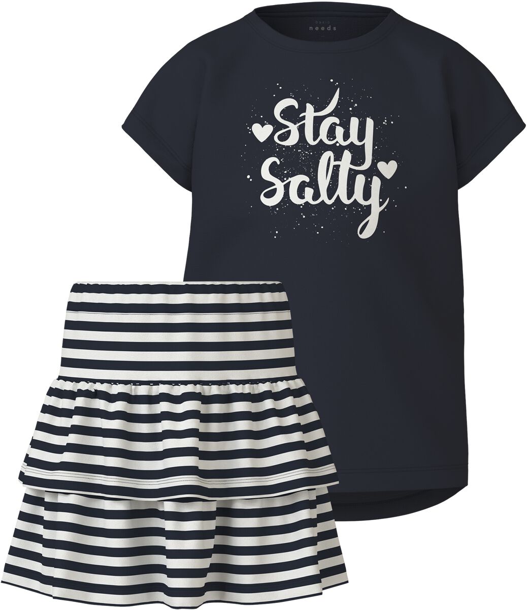 name it T-Shirt für Kinder - NKFVigea Capsl Top & Skirt - für Mädchen - blau/weiß von name it