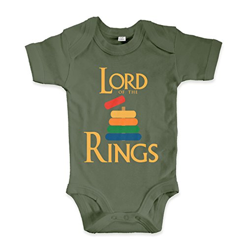 net-shirts Organic Baby Body mit Lord of The Rings Aufdruck Spruch lustig Strampler Babybekleidung aus Bio-Baumwolle mit Zertifikat, Größe 6-12 Monate, Oliv von net-shirts