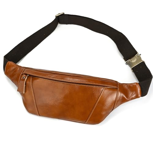 Gürteltasche Leder Vintage Bauchtasche für Herren Damen Hüfttasche Modern Belt Bag für Jogging Festival Urlaub Echtes Leder, Hellbraun von newsbirds