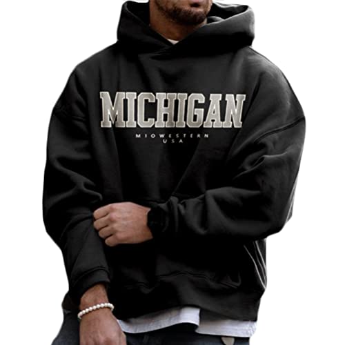 nicticsi Kapuzenpullover Herren Damen Hoodie Hip Hop Sweatshirt Oversize Druck Kapuzenjacke Oversize Langarmshirt Teenager Oberteile Pullover Tops Warm Vintage Paare Unisex B Schwarz L von nicticsi