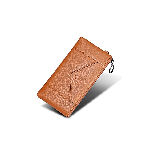 niei Geldbörsen für Damen Damen Clutch Leder Litschi Korn Hand Brieftasche Rindsleder Umschlag Damen Tasche (Color : Bruin) von niei