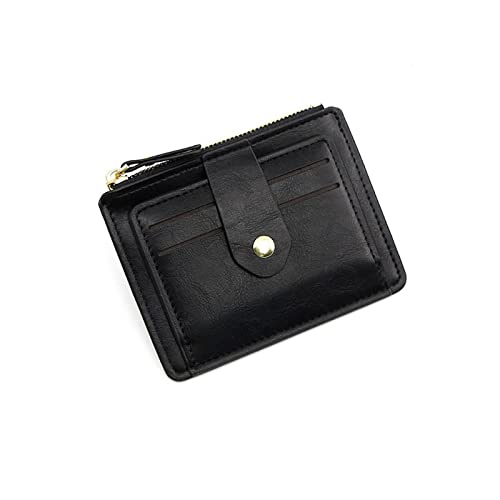 niei Geldbörsen für Damen Kleine Modekredit ICH WÜRDE Kartenhalter Slim Leder Brieftasche Mit Münztasche Mann Geld Tasche Fall for Männer Mini Frauen Business Geldbörse (Color : Black) von niei