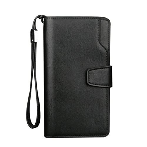 niei Herren Geldbörse Männer Brieftaschen Lange Stil Hohe Qualität Kartenhalter Männliche Geldbörse Reißverschluss Große Kapazitätsmarke Pu. Lederwallet for Männer (Color : Black) von niei