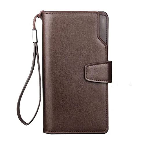 niei Herren Geldbörse Männer Brieftaschen Lange Stil Hohe Qualität Kartenhalter Männliche Geldbörse Reißverschluss Große Kapazitätsmarke Pu. Lederwallet for Männer (Color : Bruin) von niei