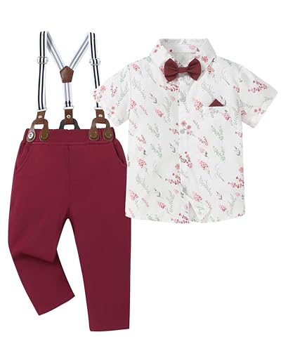 nilikastta Kleinkind Jungen Outfit Junge Anzug Junge Kleid Hemd mit Fliege / Strapshose Gentleman Hochzeit Outfits 1-10 Jahre, weiß / rot, 7-8 Jahre nilikastta Kleinkind Jungen Outfit Junge Anzug Junge Kleid Hemd mit Fliege / Strapshose Gentleman Hochzeit Outfits 1-10 Jahre, weiß / rot, 7-8 Jahre von nilikastta