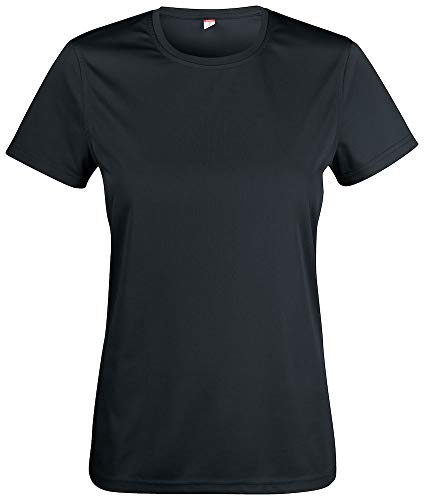 Atmungsaktives Damen-T-Shirt für Fitness, Sport und Freizeit mit UV50-Sonnenschutz. Das Sportshirt besteht zu 100% aus Polyester und verwendet Spin-Dye-Gewebe Schwarz M von noTrash2003