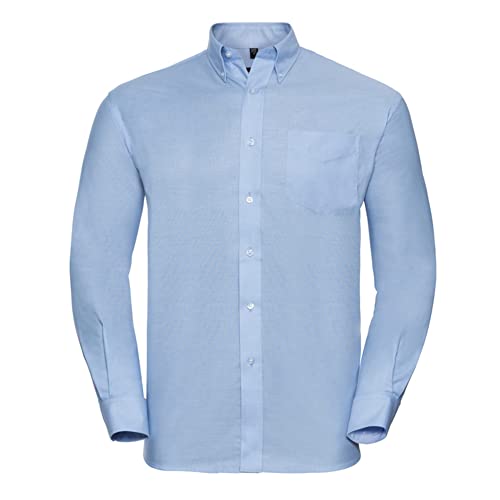 Herren Langarm Business Oxford Oberhemd mit Button-Down Kragen Easy Care Pflegeleicht Rückenpasse S bis 6XL, Oxfordblau (Hellblau) 3XL von noTrash2003