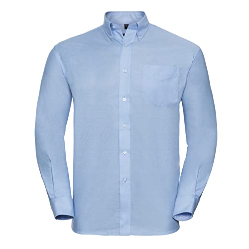Herren Langarm Business Oxford Oberhemd mit Button-Down Kragen Easy Care Pflegeleicht Rückenpasse S bis 6XL, Oxfordblau (Hellblau) XL von noTrash2003