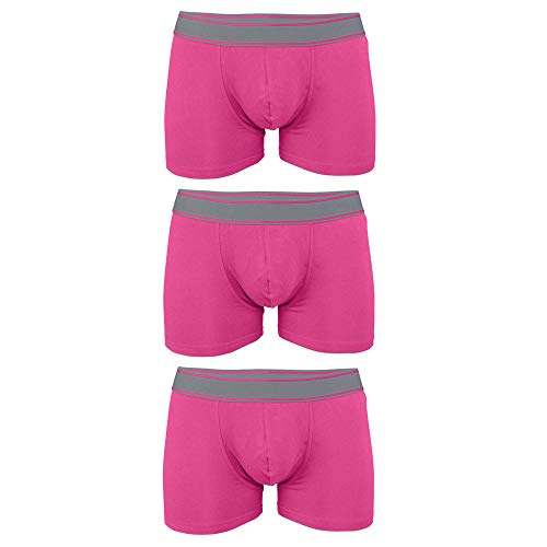 noTrash2003 3 Stück Sparset Herren Boxer Brief Boxer Unterhosen Boxershorts Underwear 95% Baumwolle 5% Elasthan (L, Fuchsia) von noTrash2003