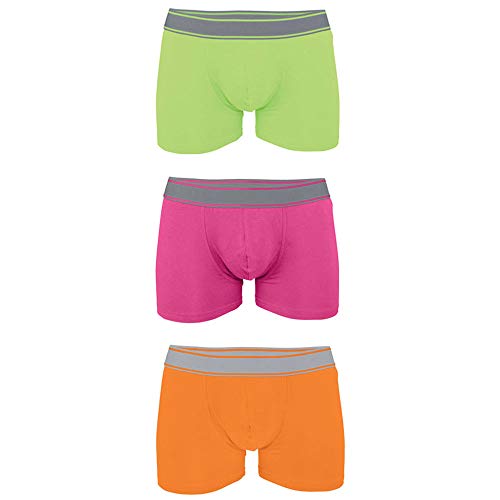 noTrash2003 3 Stück Sparset Herren Boxer Brief Boxer Unterhosen Boxershorts Underwear 95% Baumwolle 5% Elasthan (L, Orange, Fuchsia, Lime) von noTrash2003