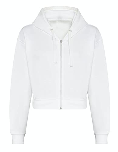 noTrash2003 Damen Hooded Full-Zip Sweatjacke Sweatshirt Hoodie mit Reissverschluss Cropped Abgeschnitten Bolero Style XXS-XL in 5 Farben (M, Weiss) von noTrash2003