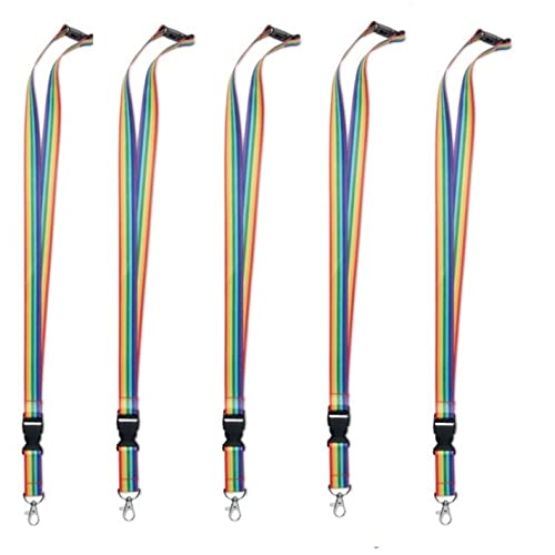 noTrash2003 Regenbogen Rainbow Schlüsselband Lanyard Ausweishalter mit Metallkarabiner, Sicherheitsverschluss und abnehmbaren Karabiner LGBT/LGBTQIA+ Design Pride Toleranz zeigen (1) von noTrash2003